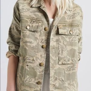 Camo denim jacket. Size 2. Fits like an XL